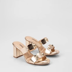 Tamanco Feminino Dakota Salto Médio Detalhe Bold Metalizado Ouro