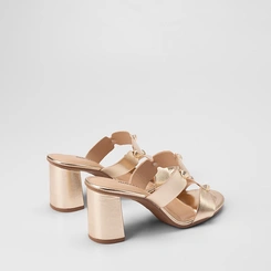 Tamanco Feminino Dakota Salto Médio Detalhe Bold Metalizado Ouro