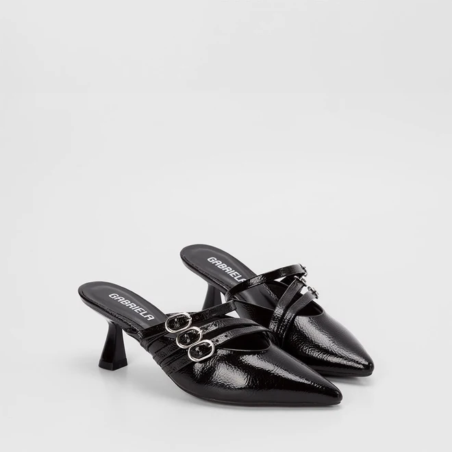Mule Feminino Gabriela Detalhe Fivela Preto