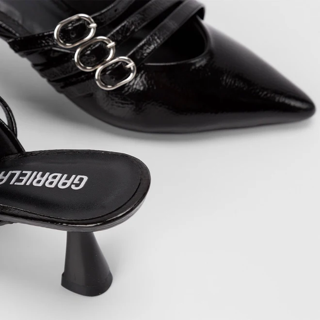 Mule Feminino Gabriela Detalhe Fivela Preto