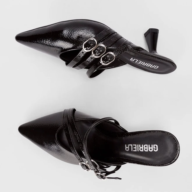 Mule Feminino Gabriela Detalhe Fivela Preto