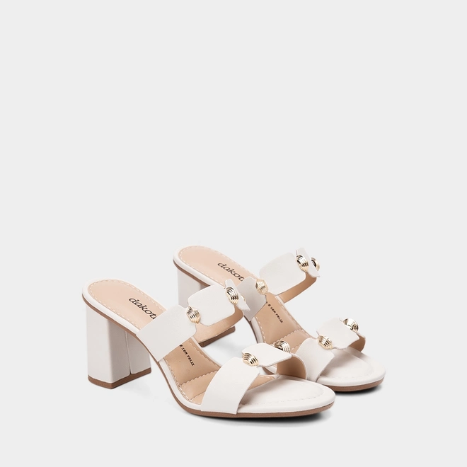 Tamanco Feminino Dakota Salto Médio Detalhe Bold Off White