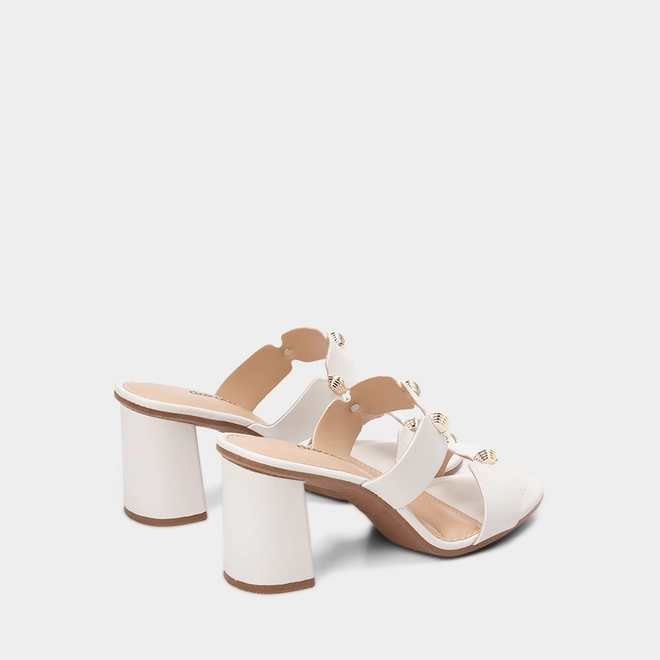 Tamanco Feminino Dakota Salto Médio Detalhe Bold Off White