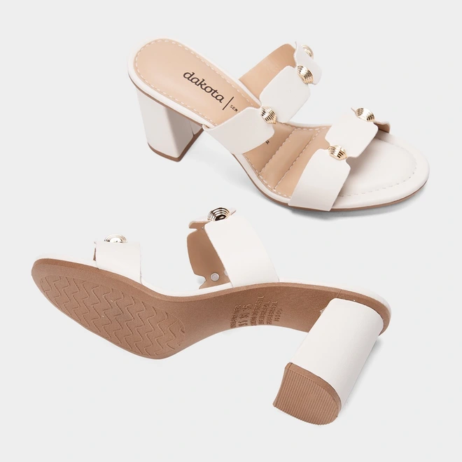 Tamanco Feminino Dakota Salto Médio Detalhe Bold Off White