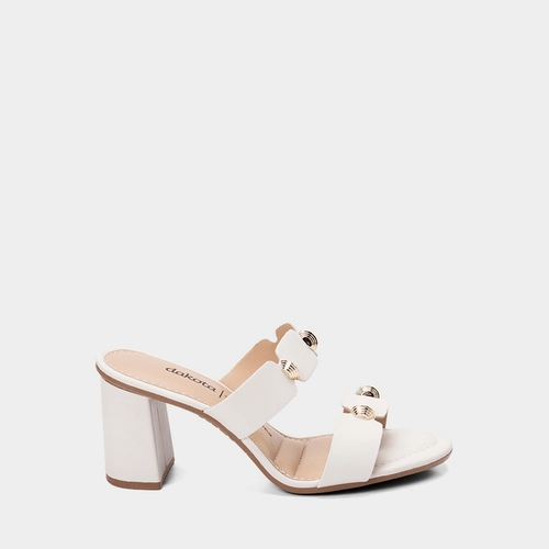Tamanco Feminino Dakota Salto Médio Detalhe Bold Off White