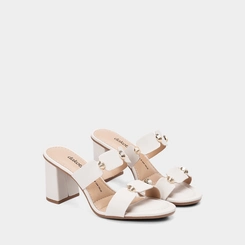 Tamanco Feminino Dakota Salto Médio Detalhe Bold Off White