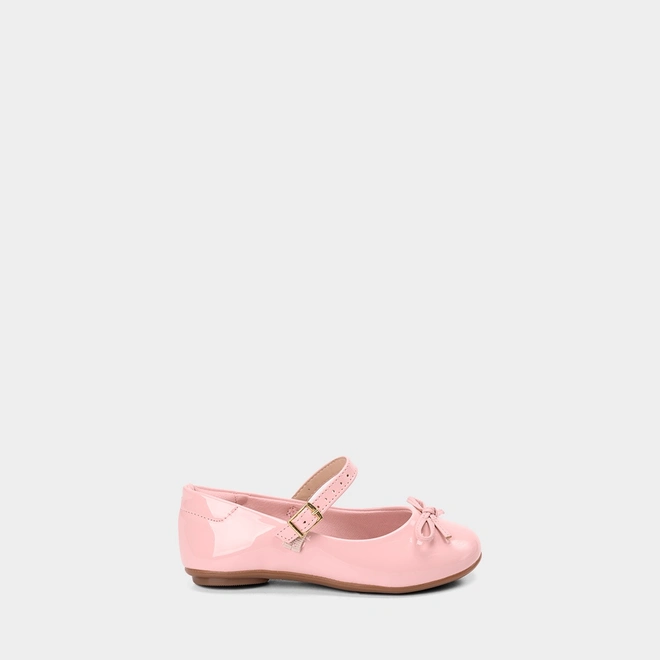 Sapatilha Boneca Infantil Molekinha Verniz Laço Rosa