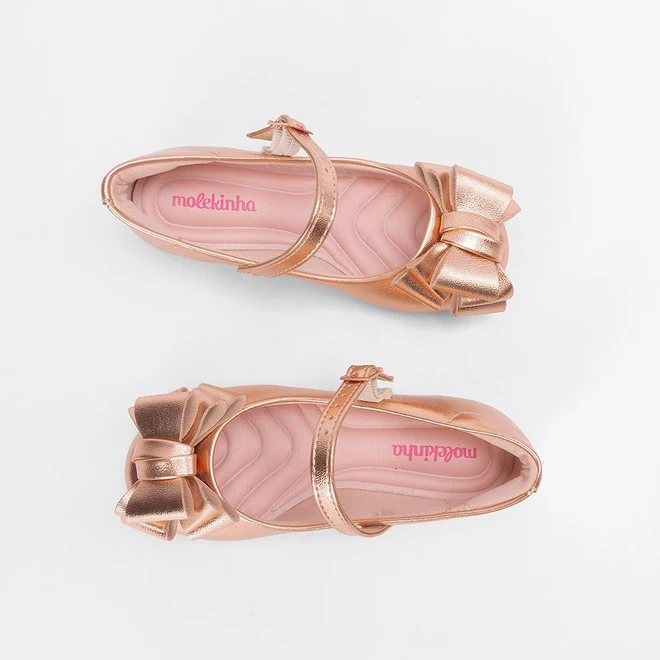 Sapatilha Infantil Molekinha Detalhe Laço Rose Gold