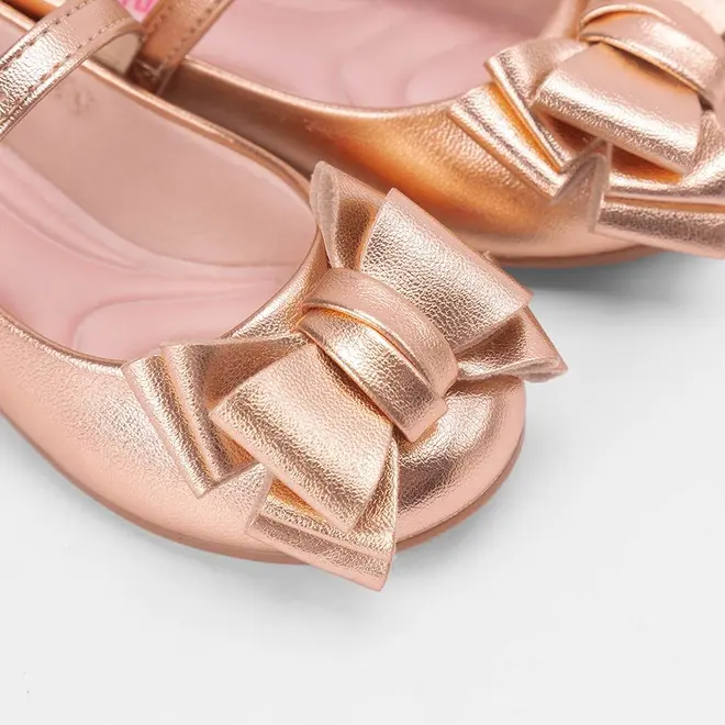 Sapatilha Infantil Molekinha Detalhe Laço Rose Gold