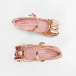 Sapatilha Infantil Molekinha Detalhe Laço Rose Gold