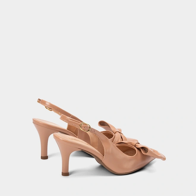 Scarpin Slingback Feminino Gabriela Detalhe Laço Nude