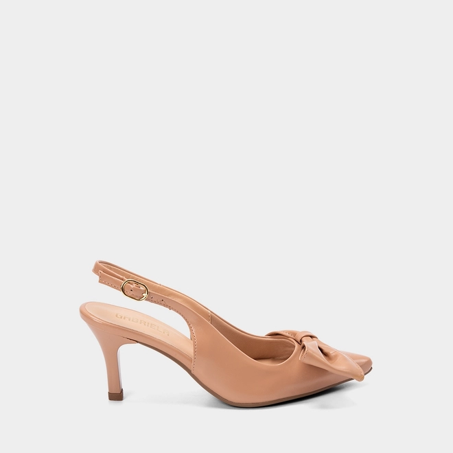 Scarpin Slingback Feminino Gabriela Detalhe Laço Nude