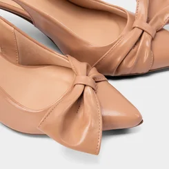 Scarpin Slingback Feminino Gabriela Detalhe Laço Nude