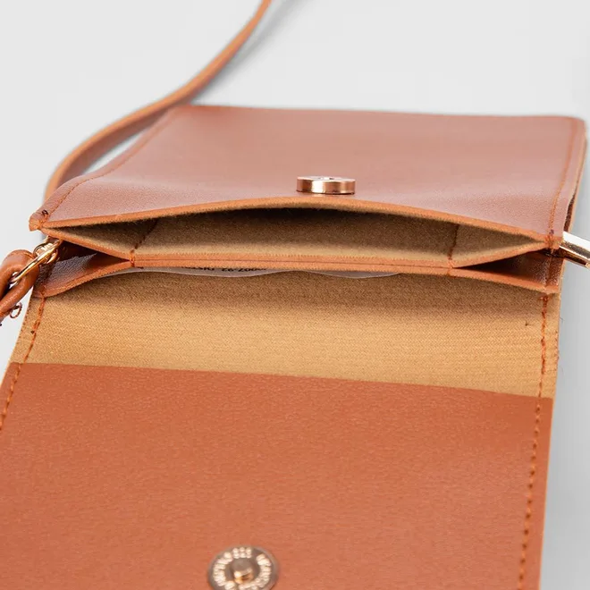 Bolsa Porta Celular Penélope Pequena Transversal Caramelo