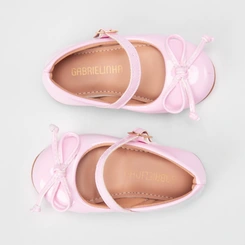 Sapatilha Boneca Bebê Gabrielinha Detalhe Laço Verniz Rosa