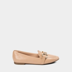 Mocassim Feminino Gabriela Enfeite de corrente Bege