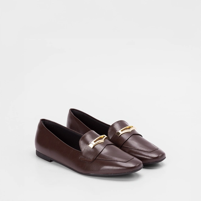 Mocassim Loafer Feminino Gabriela Detalhe Bridão Marrom