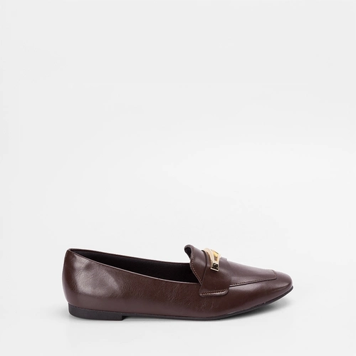 Mocassim Loafer Feminino Gabriela Detalhe Bridão Marrom