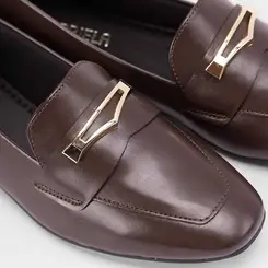 Mocassim Loafer Feminino Gabriela Detalhe Bridão Marrom