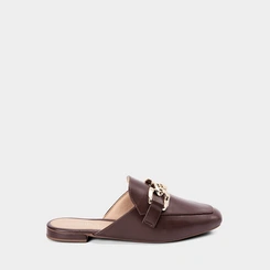 Mule Feminino Gabriela Detalhe Corrente Marrom