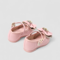 Sapatilha Bebê Molekinha Boneca Laço Dourado Glitter Rosa