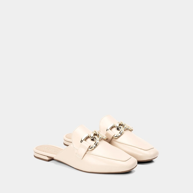 Mule Feminino Gabriela Detalhe Corrente Off White