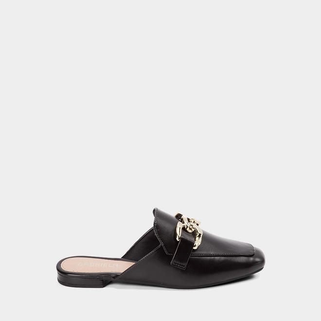Mule Feminino Gabriela Detalhe Corrente Preto