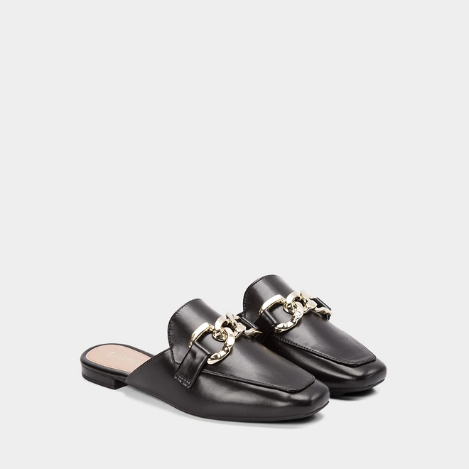 Mule Feminino Gabriela Detalhe Corrente Preto