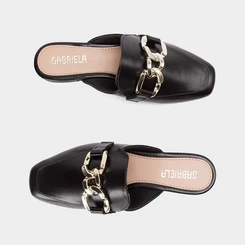 Mule Feminino Gabriela Detalhe Corrente Preto
