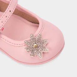 Sapatilha Boneca Bebê Molekinha Detalhe Flor Strass Rosa
