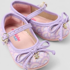 Sapatilha Bebê Molekinha Boneca Glitter Laço Lilás