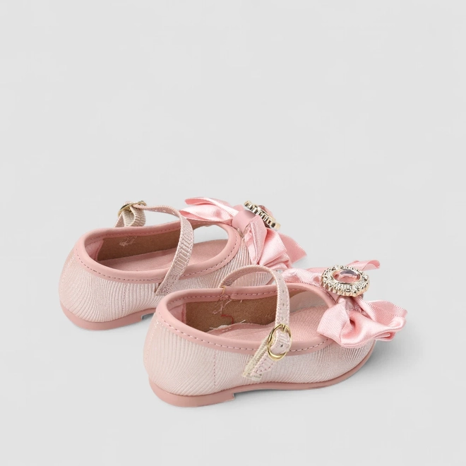 Sapatilha Bebê Molekinha Boneca Laço Pedraria Rosa