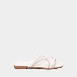 Rasteira Feminina Penélope Detalhe Nó & Strass Off White