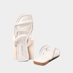 Rasteira Feminina Penélope Detalhe Nó & Strass Off White