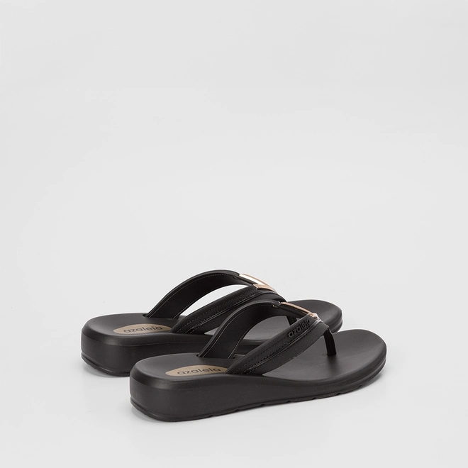 Tamanco Feminino Azaleia Cloe Detalhe Metalizado Em V Preto