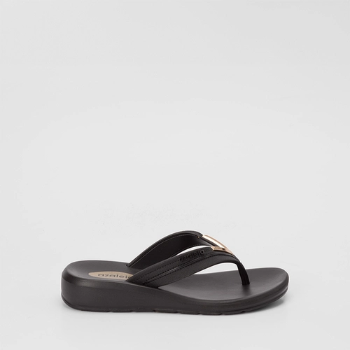 Tamanco Feminino Azaleia Cloe Detalhe Metalizado Em V Preto