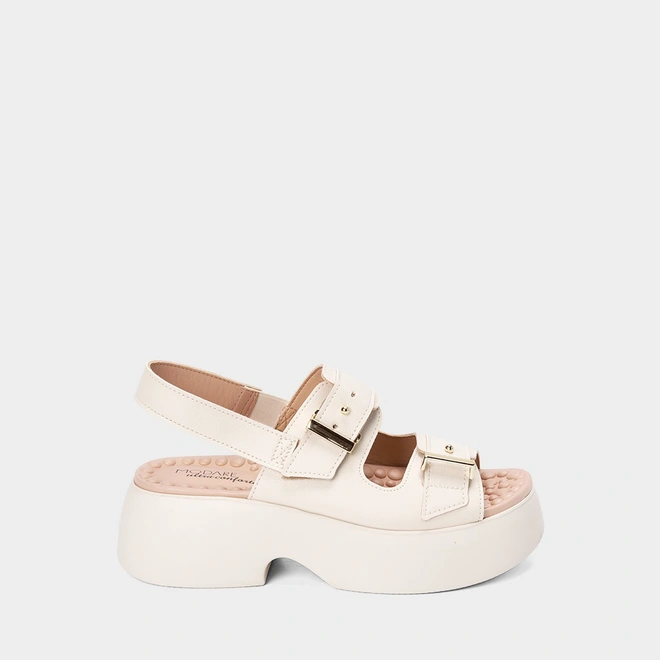 Sandália Feminina Modare Ultraconforto Tira Dupla Fivela Off White