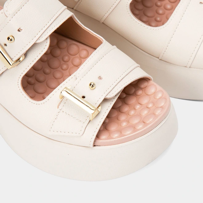 Sandália Feminina Modare Ultraconforto Tira Dupla Fivela Off White