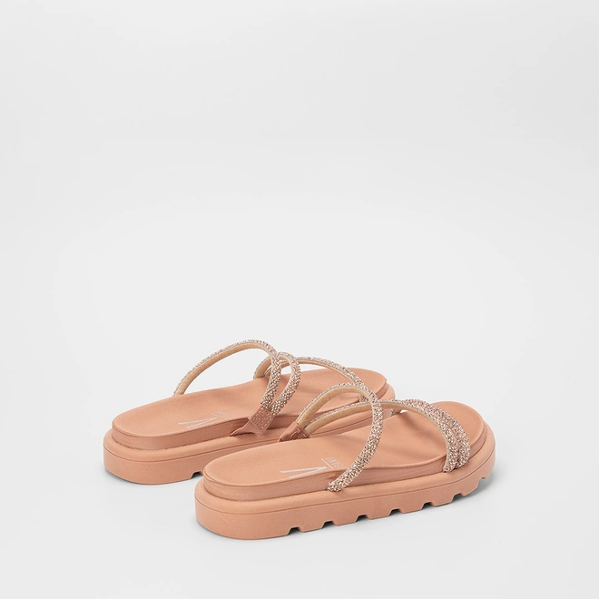 Tamanco Feminino Vizzano Original Flatform Tiras Strass Nude