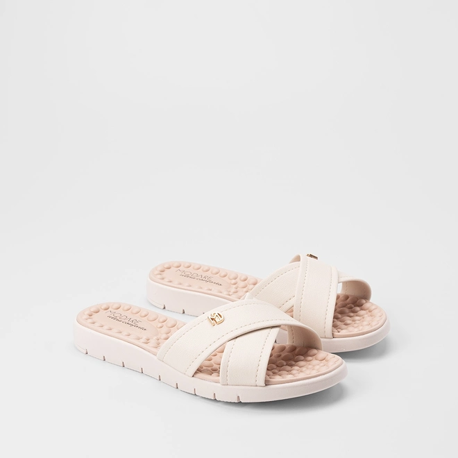 Tamanco Feminino Modare Ultraconforto Tiras Cruzadas Off White