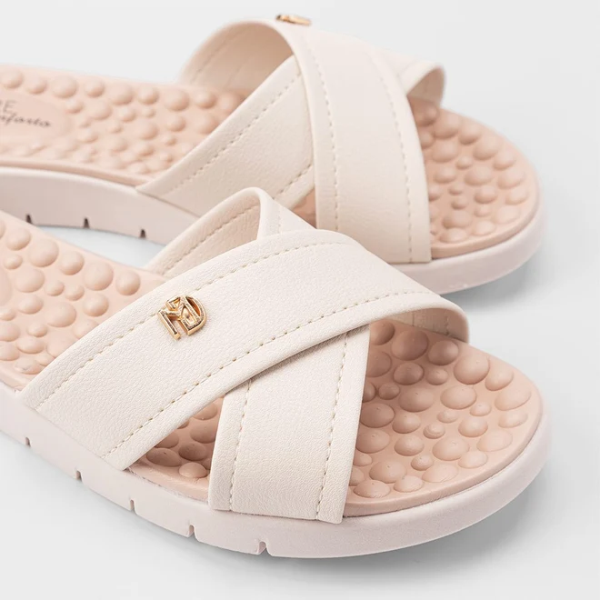Tamanco Feminino Modare Ultraconforto Tiras Cruzadas Off White