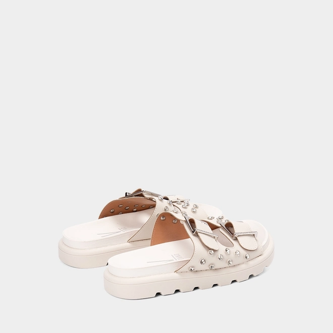 Papete Feminina Vizzano Detalhe Fivela & Pedraria Off White