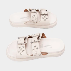 Papete Feminina Vizzano Detalhe Fivela & Pedraria Off White