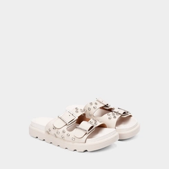 Papete Feminina Vizzano Detalhe Fivela & Pedraria Off White