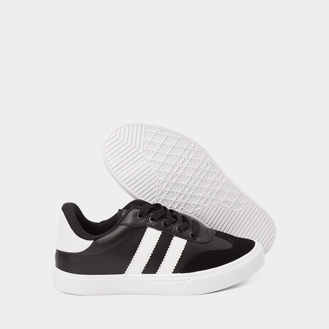 Tênis Casual Feminino Penélope Recortes Camurça Preto