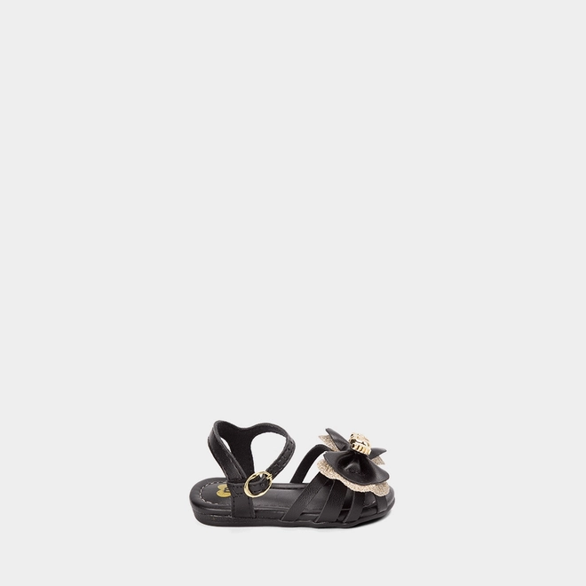 Sandália Bebê Molekinha Laço Detalhe Bala Glitter Preto