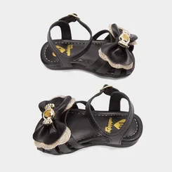 Sandália Bebê Molekinha Laço Detalhe Bala Glitter Preto