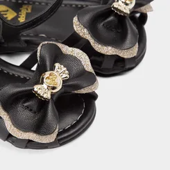 Sandália Bebê Molekinha Laço Detalhe Bala Glitter Preto
