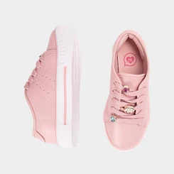 Tênis Casual Infantil Molekinha Pingentes Pedrarias color & Smile Rosa
