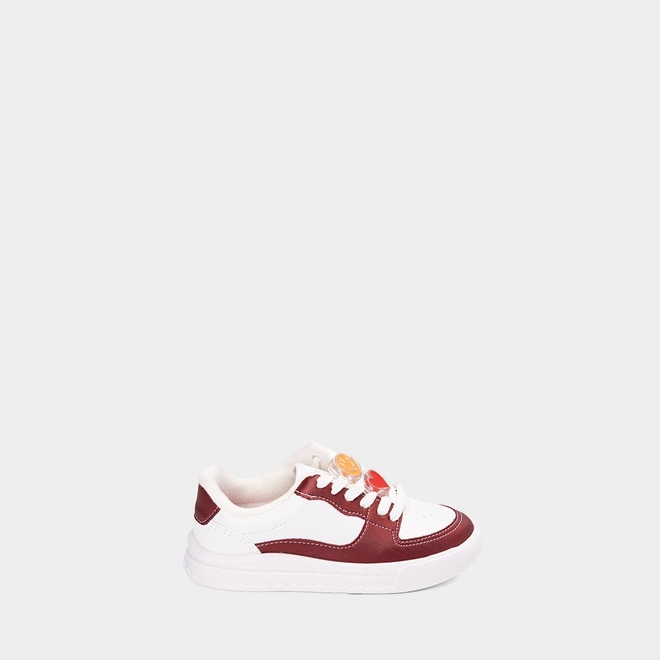 Tênis Infantil Molekinha Enfeite Emoji Branco & Vinho